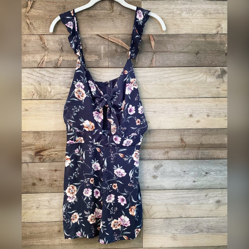 NWT JR Navy Floral Romper Front Tie by Timing